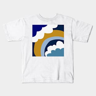 Pie in the sky - mustard, navy, teal and off white Kids T-Shirt